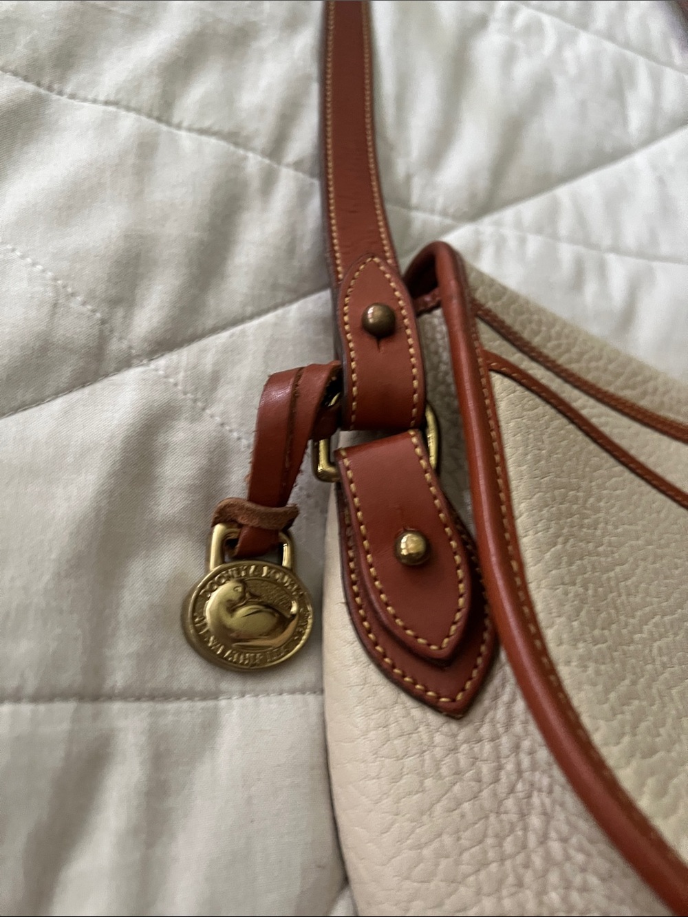 DOONEY & BOURKE Vintage 90's Cavalry Trooper Bag ivory / brown - Picture 3 of 16